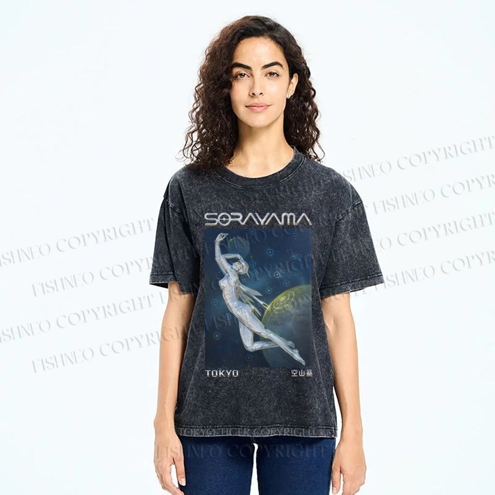 Unisex Sorayama Hajime Ex Machina Printed Washed Tee