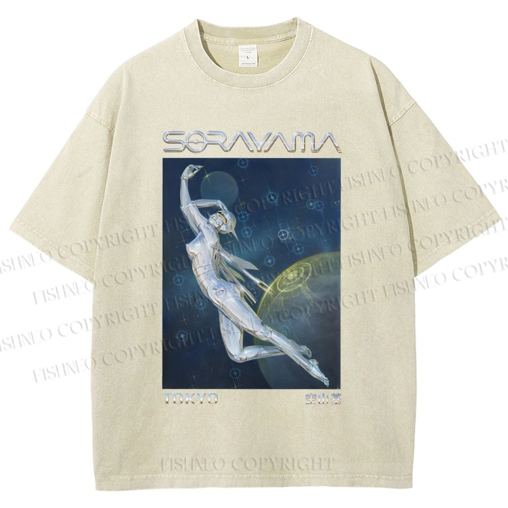 Unisex Sorayama Hajime Ex Machina Printed Washed Tee