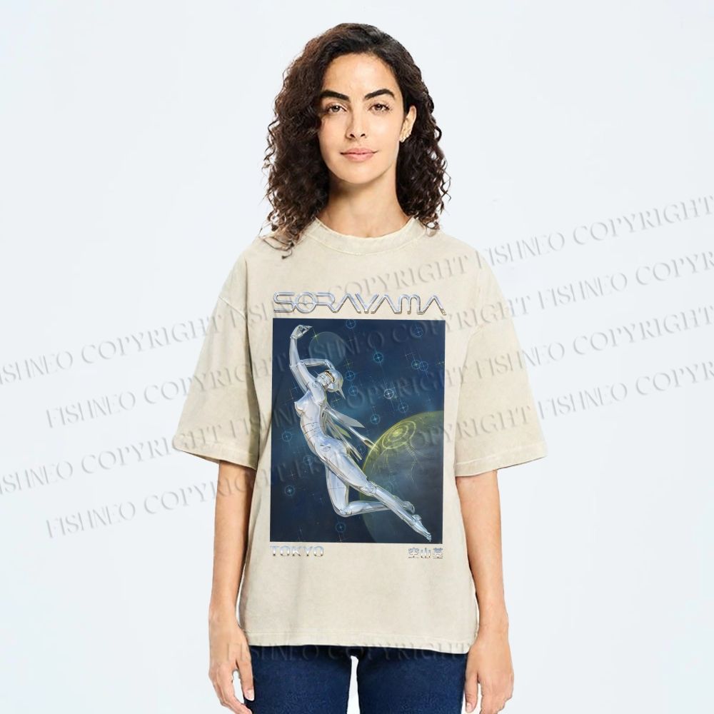 Unisex Sorayama Hajime Ex Machina Printed Washed Tee
