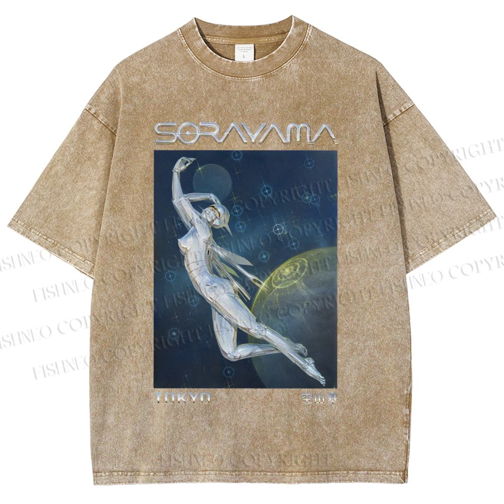 Unisex Sorayama Hajime Ex Machina Printed Washed Tee