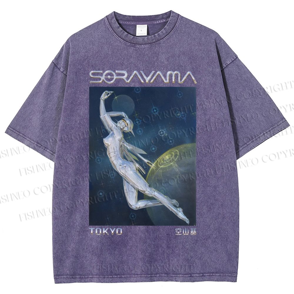 Unisex Sorayama Hajime Ex Machina Printed Washed Tee