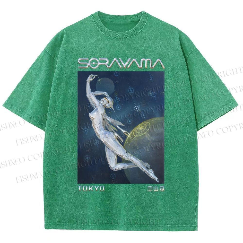 Unisex Sorayama Hajime Ex Machina Printed Washed Tee