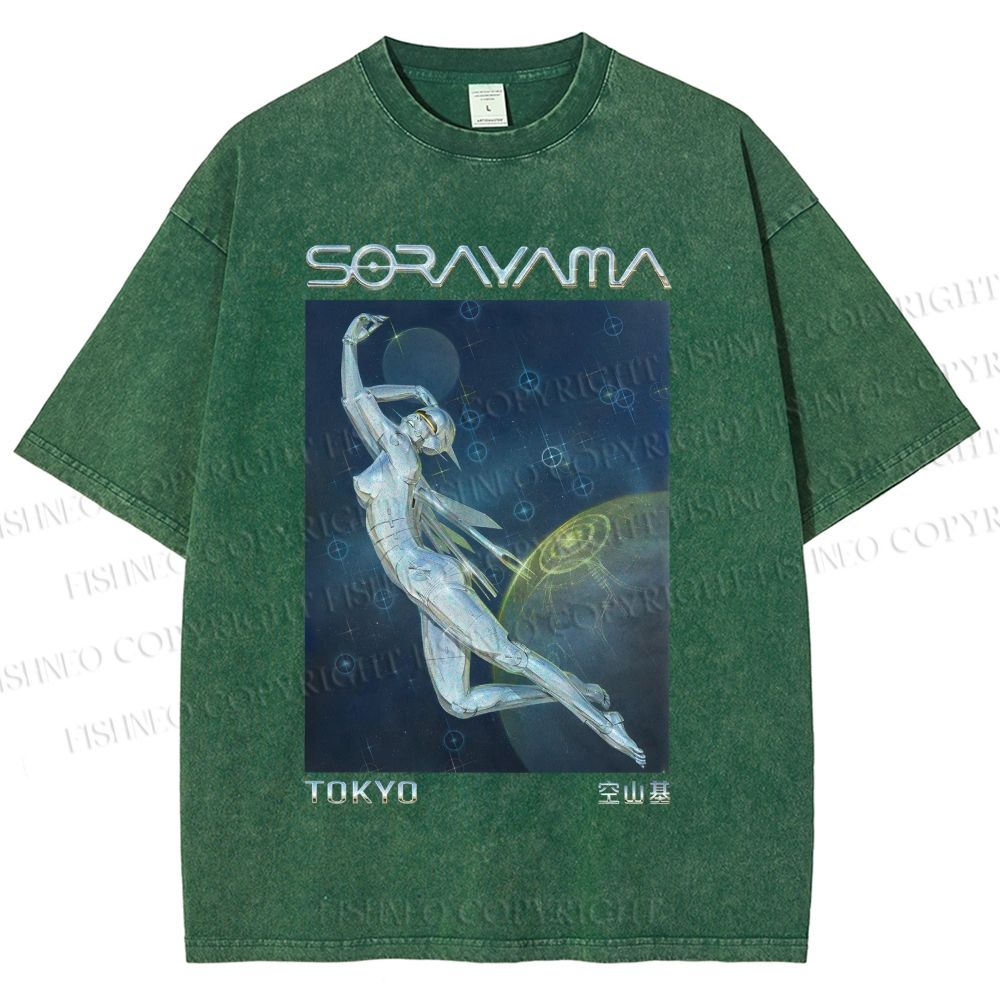 Unisex Sorayama Hajime Ex Machina Printed Washed Tee