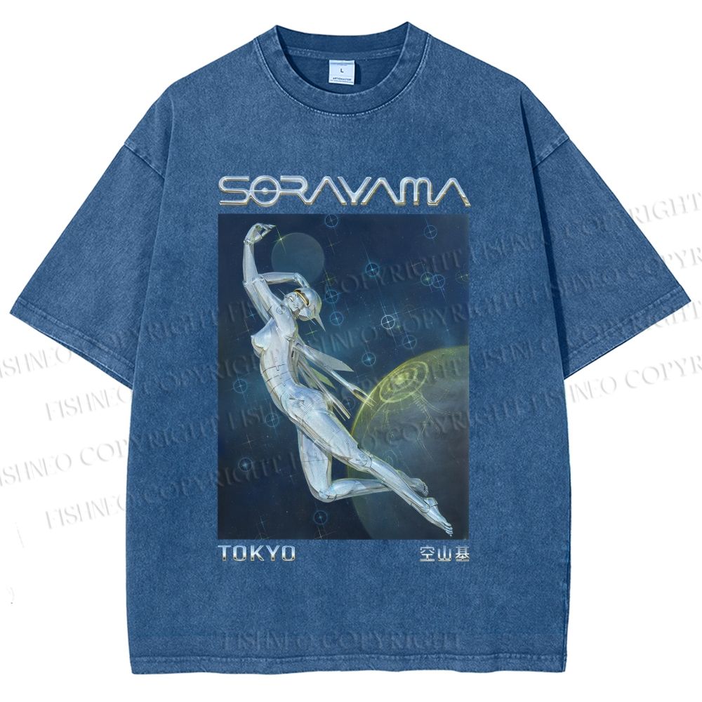 Unisex Sorayama Hajime Ex Machina Printed Washed Tee