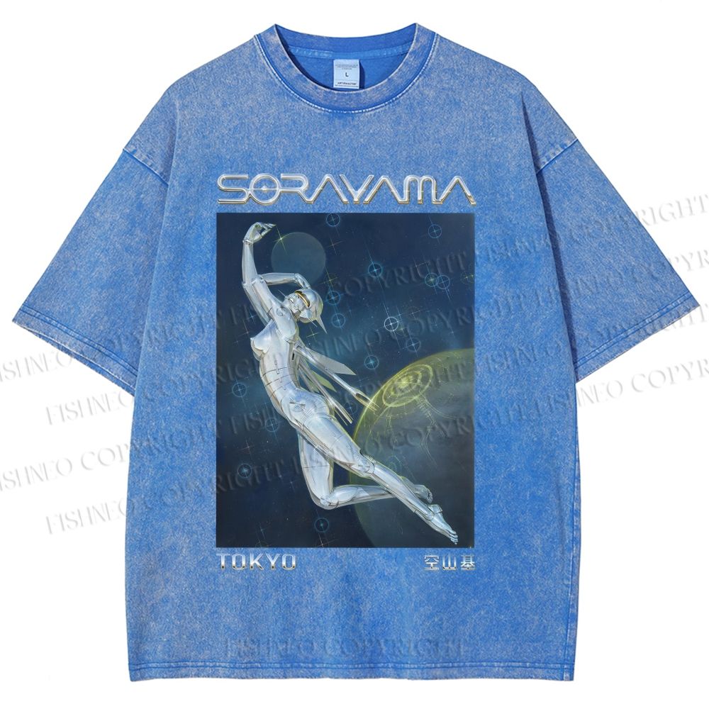 Unisex Sorayama Hajime Ex Machina Printed Washed Tee