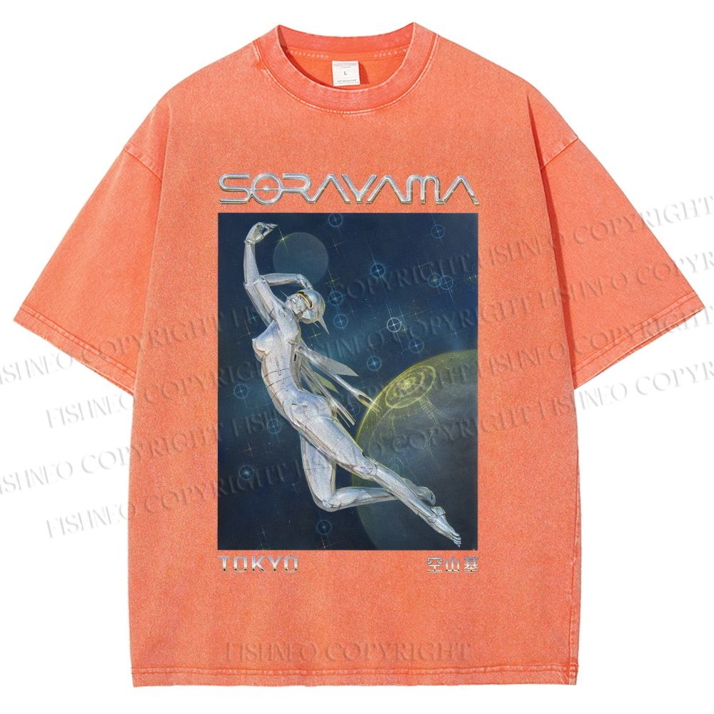 Unisex Sorayama Hajime Ex Machina Printed Washed Tee
