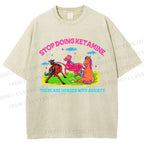 Unisex Horses With Anxiety Printed Washed Tee