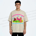 Unisex Horses With Anxiety Printed Washed Tee