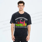 Unisex Horses With Anxiety Printed Washed Tee
