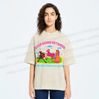 Unisex Horses With Anxiety Printed Washed Tee
