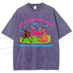 Unisex Horses With Anxiety Printed Washed Tee