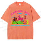 Unisex Horses With Anxiety Printed Washed Tee