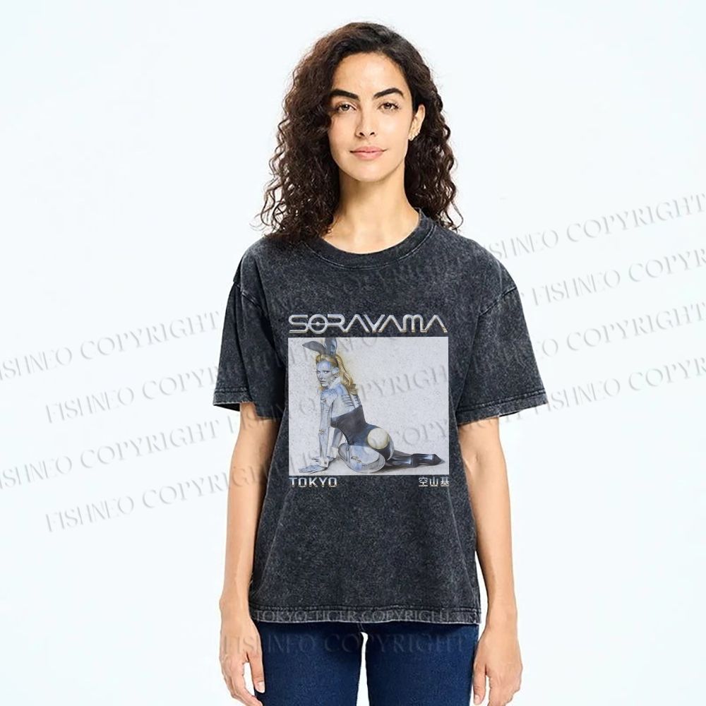 Unisex Sorayama Hajime Ex Machina Printed Washed Tee