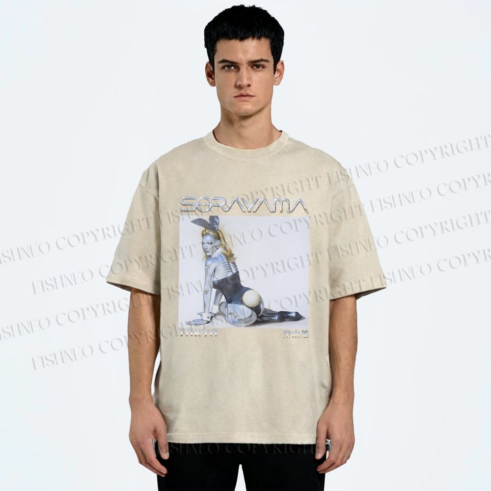 Unisex Sorayama Hajime Ex Machina Printed Washed Tee