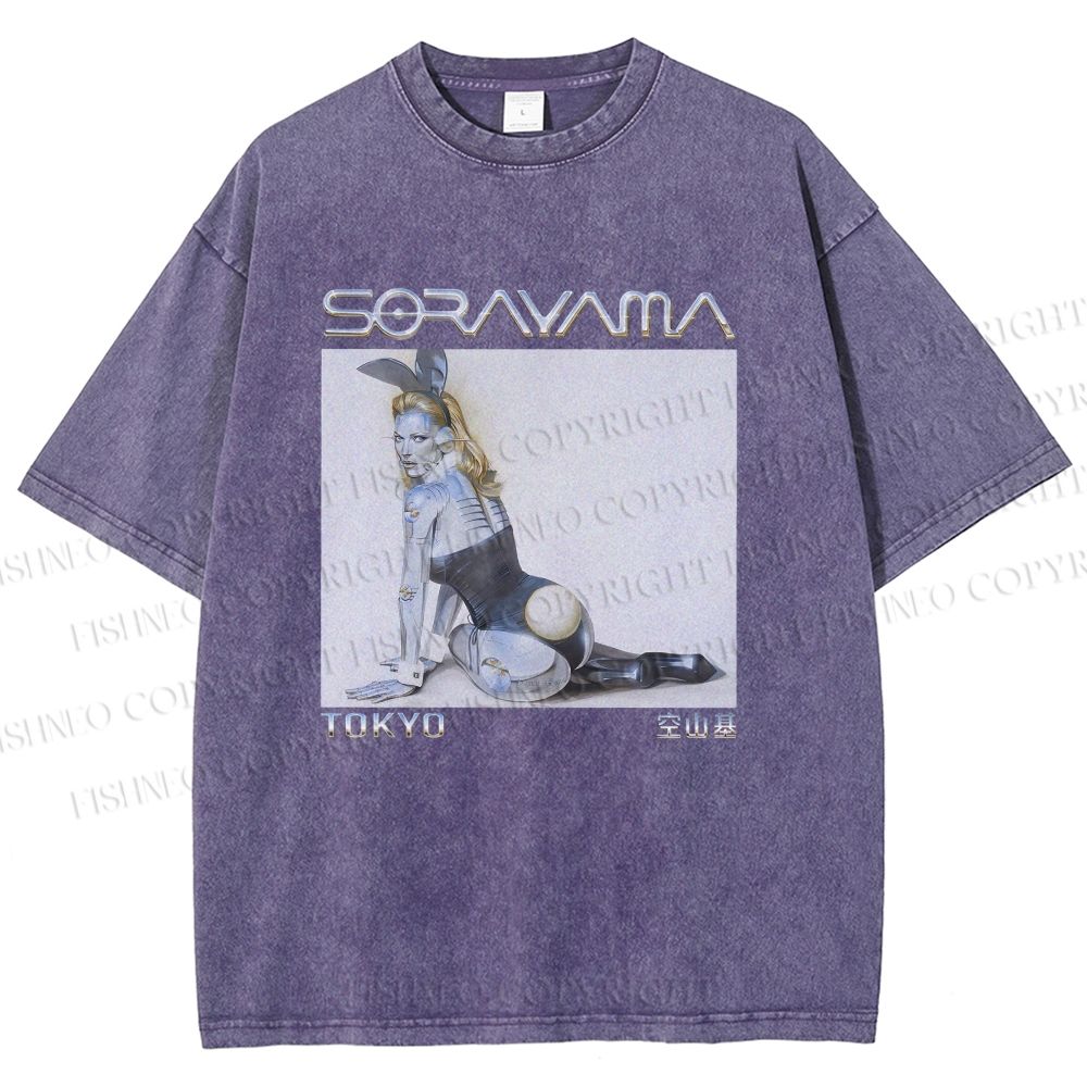 Unisex Sorayama Hajime Ex Machina Printed Washed Tee