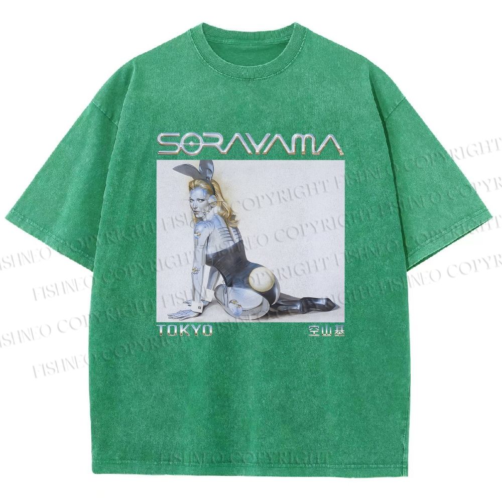Unisex Sorayama Hajime Ex Machina Printed Washed Tee