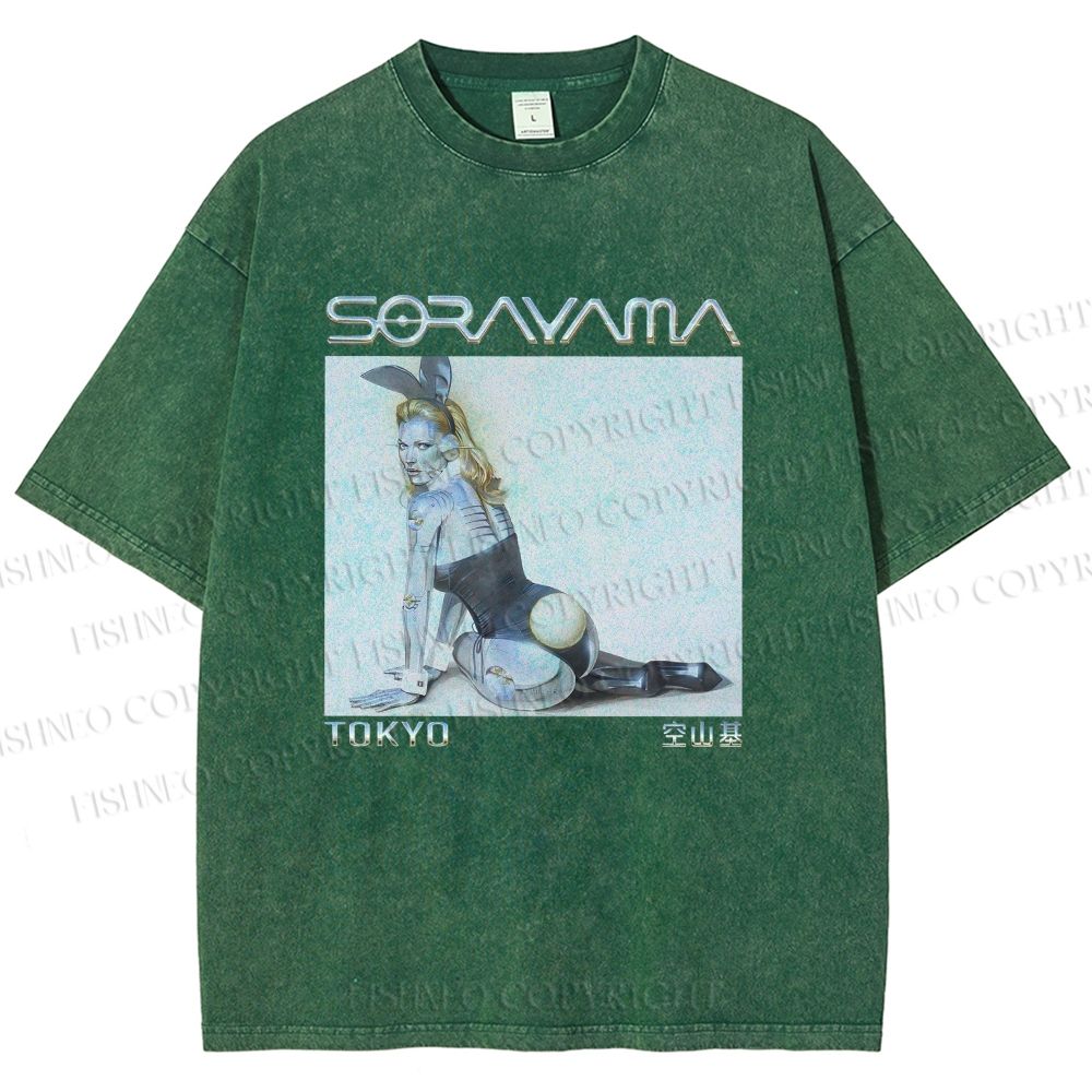Unisex Sorayama Hajime Ex Machina Printed Washed Tee