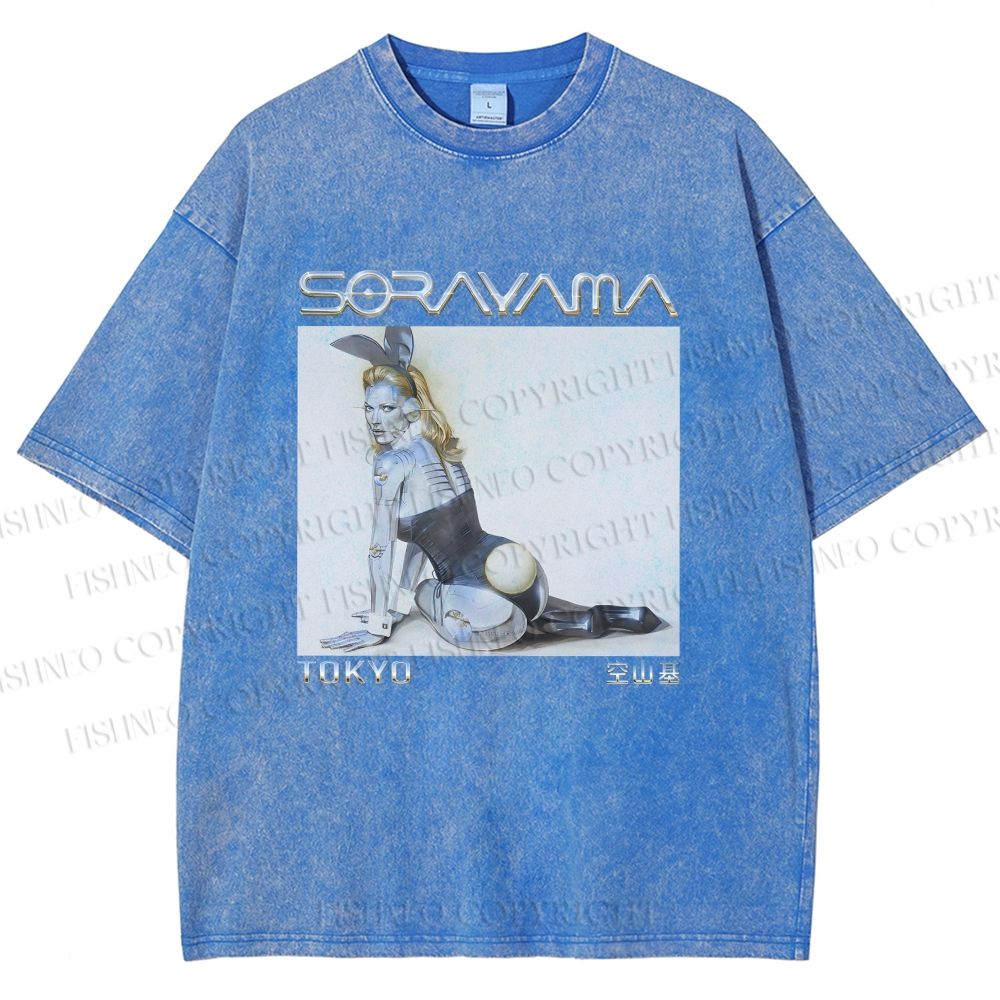 Unisex Sorayama Hajime Ex Machina Printed Washed Tee