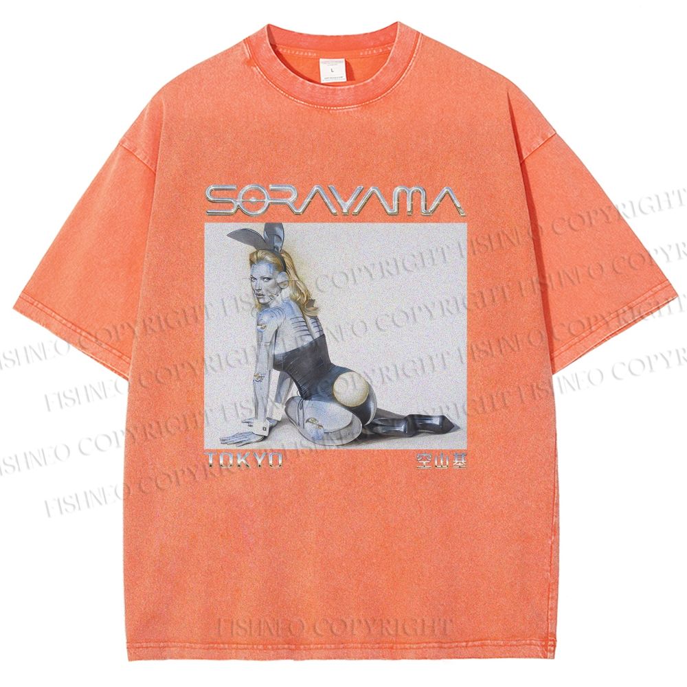 Unisex Sorayama Hajime Ex Machina Printed Washed Tee