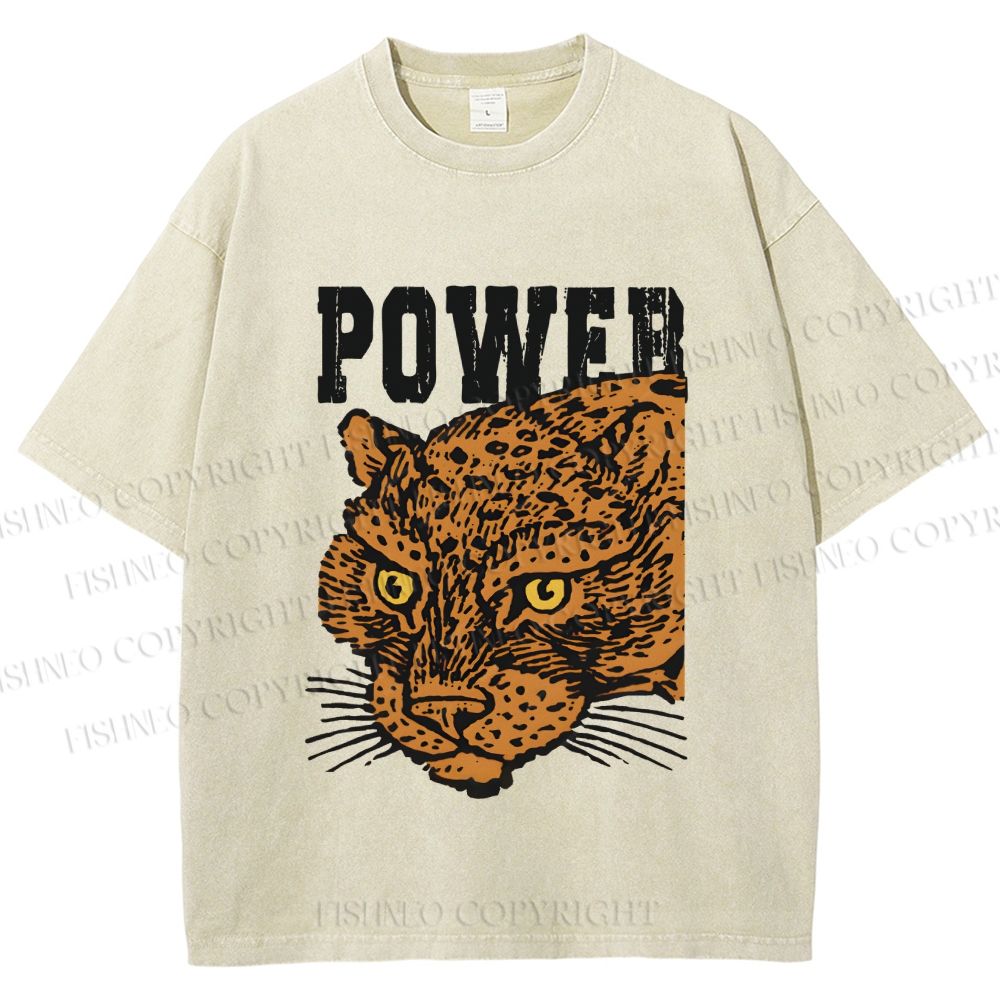 Unisex Power Panther Printed Washed Tee