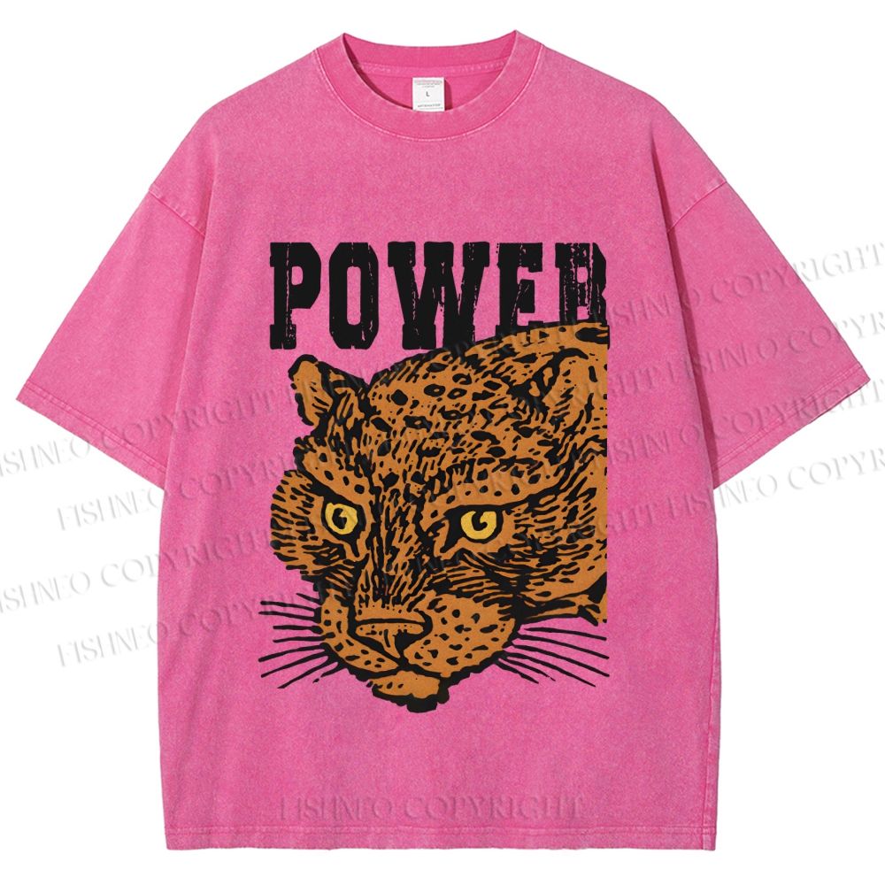 Unisex Power Panther Printed Washed Tee