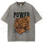 Unisex Power Panther Printed Washed Tee