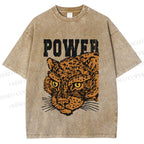 Unisex Power Panther Printed Washed Tee