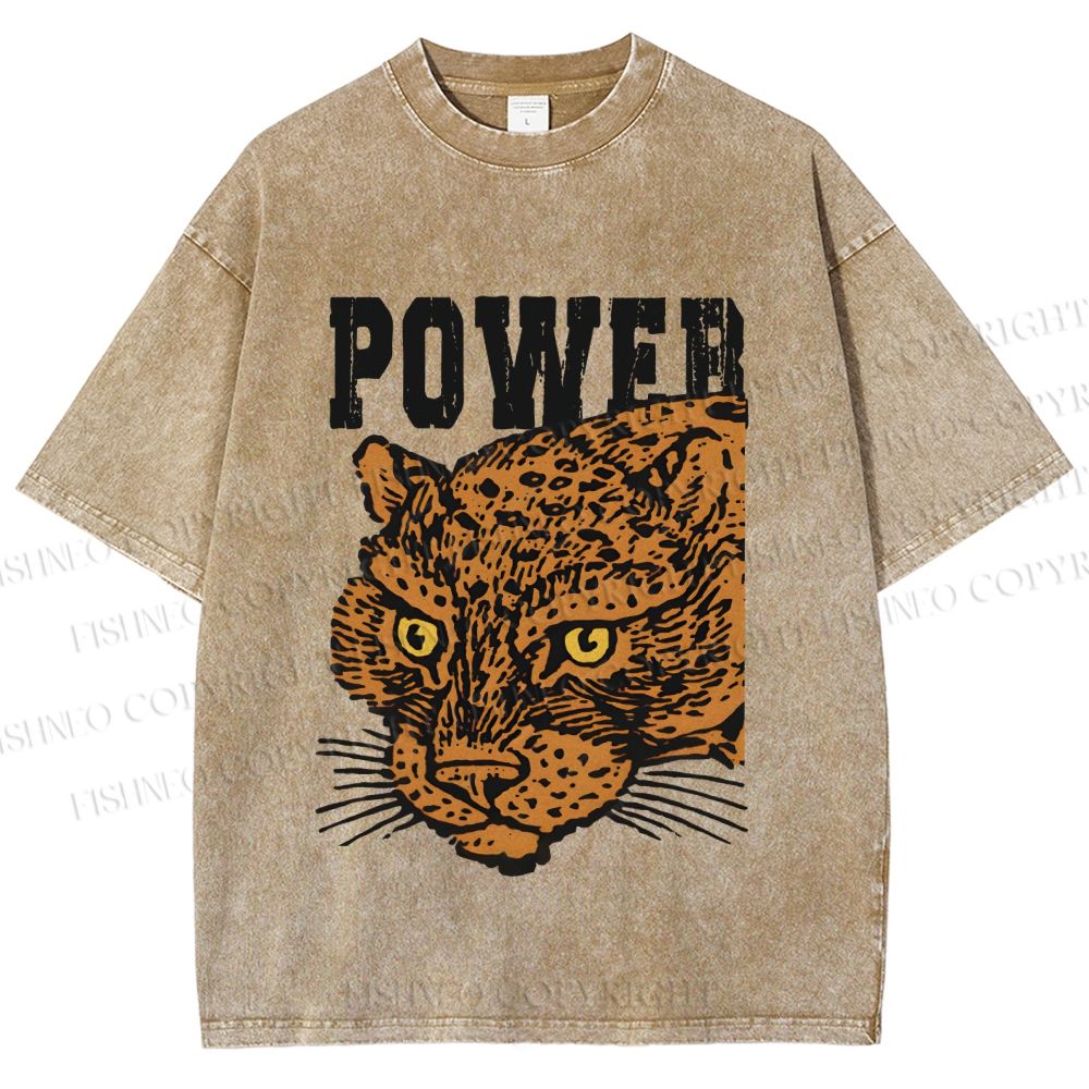 Unisex Power Panther Printed Washed Tee