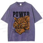 Unisex Power Panther Printed Washed Tee