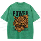 Unisex Power Panther Printed Washed Tee
