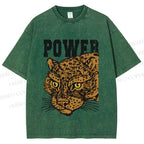 Unisex Power Panther Printed Washed Tee