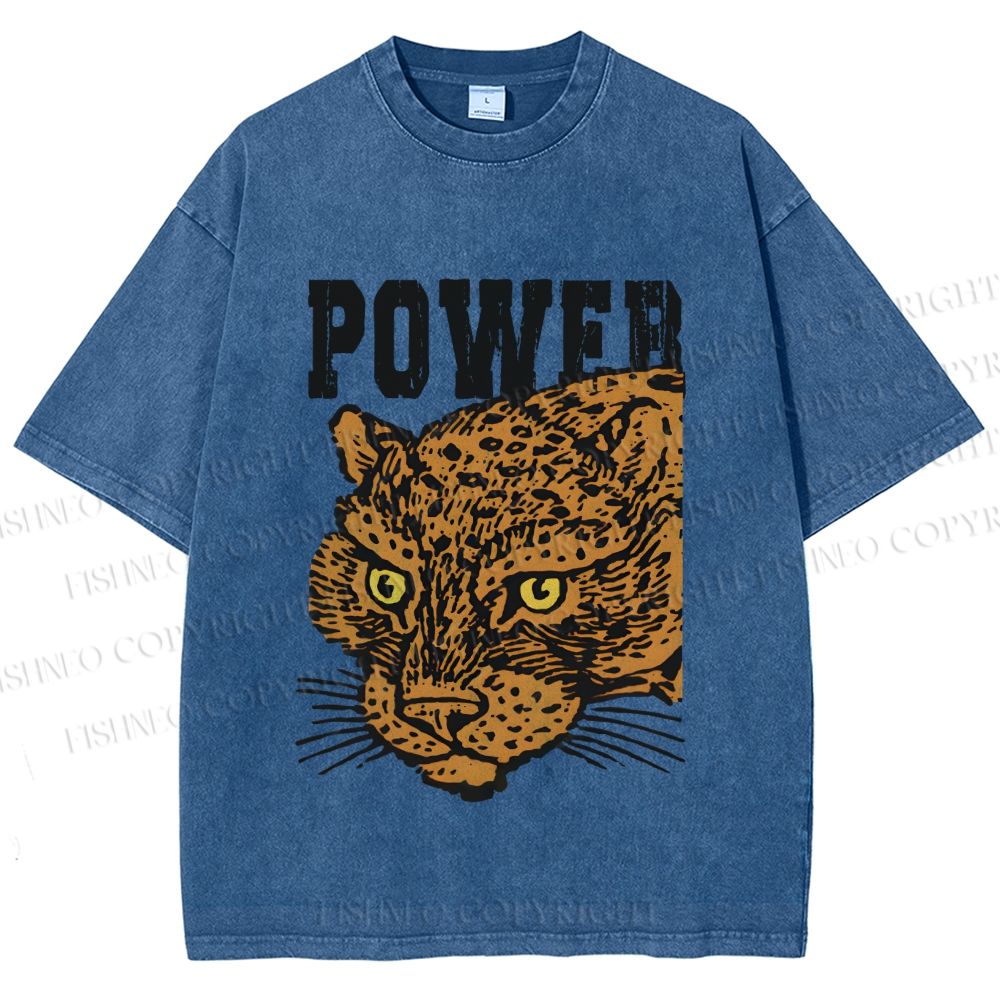 Unisex Power Panther Printed Washed Tee