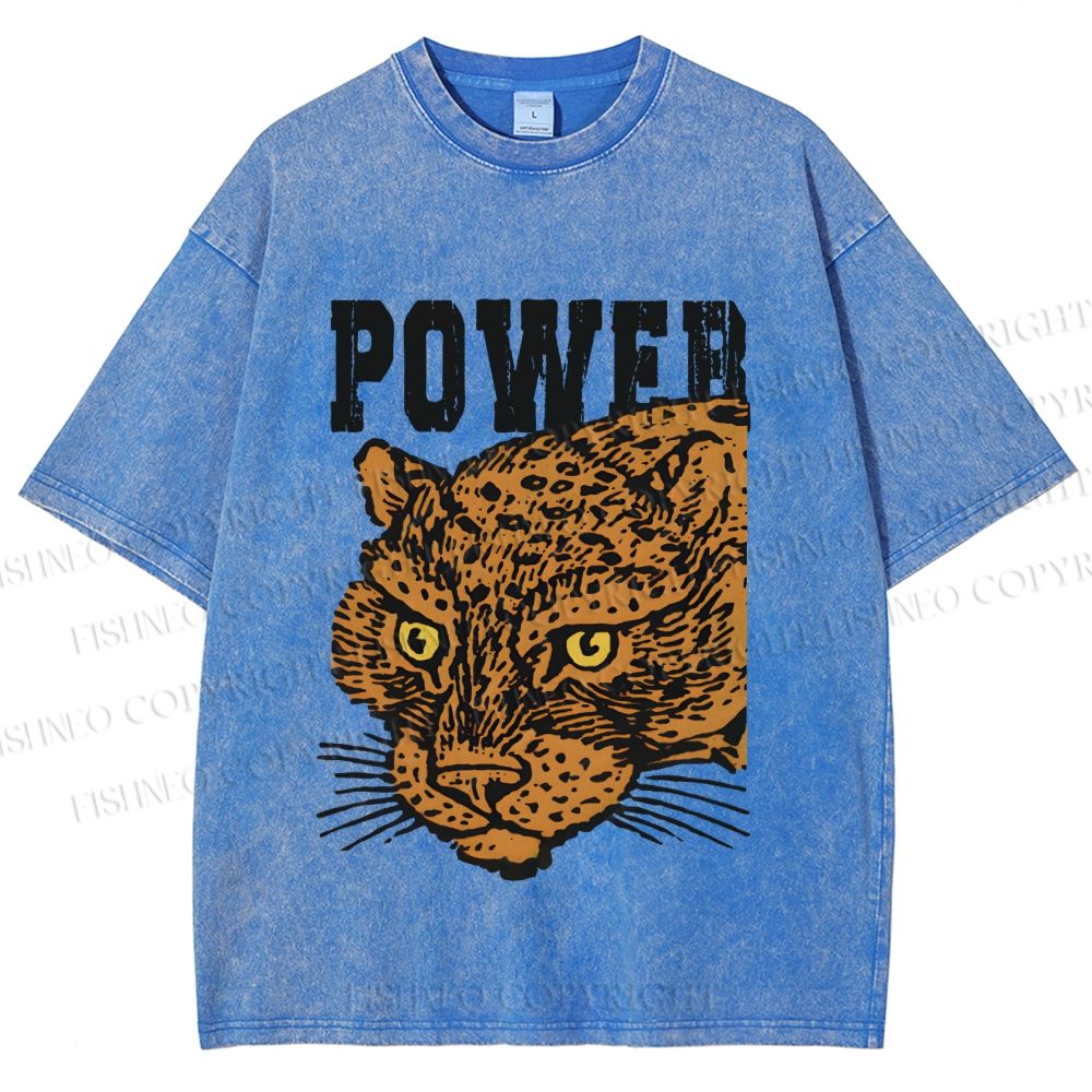 Unisex Power Panther Printed Washed Tee