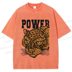 Unisex Power Panther Printed Washed Tee