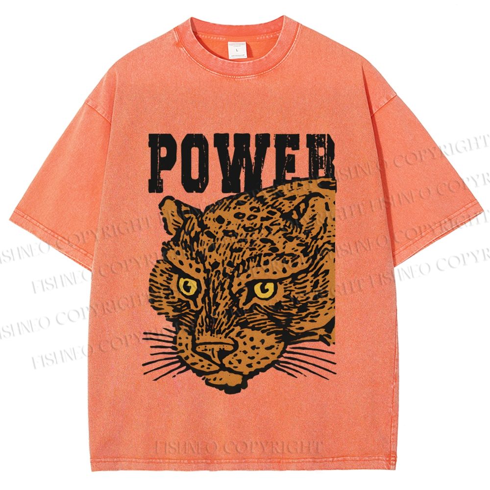 Unisex Power Panther Printed Washed Tee