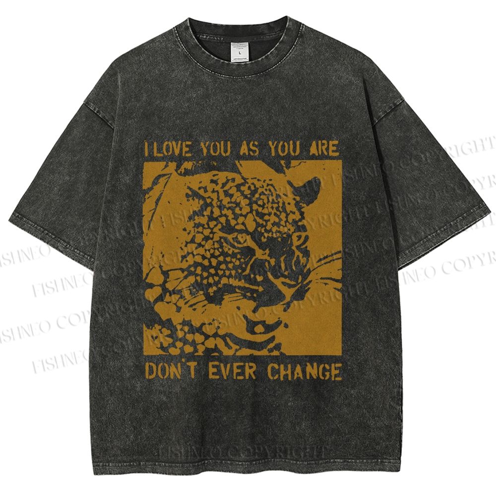 Unisex Love You As You Are Panther Printed Washed Tee