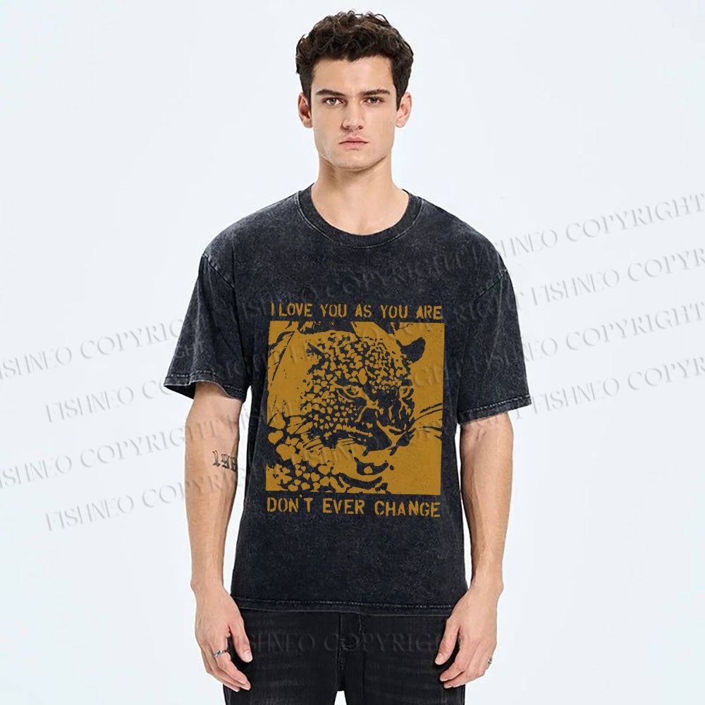 Unisex Love You As You Are Panther Printed Washed Tee