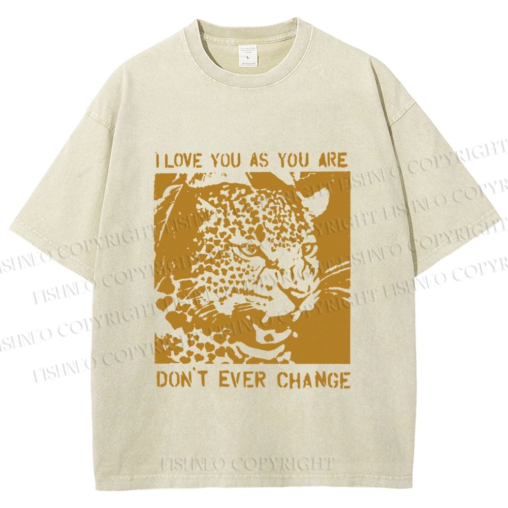 Unisex Love You As You Are Panther Printed Washed Tee