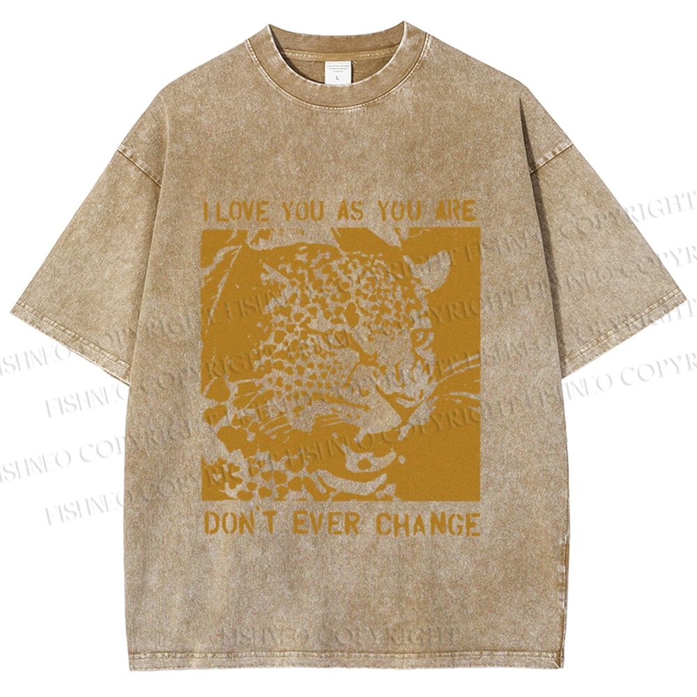 Unisex Love You As You Are Panther Printed Washed Tee