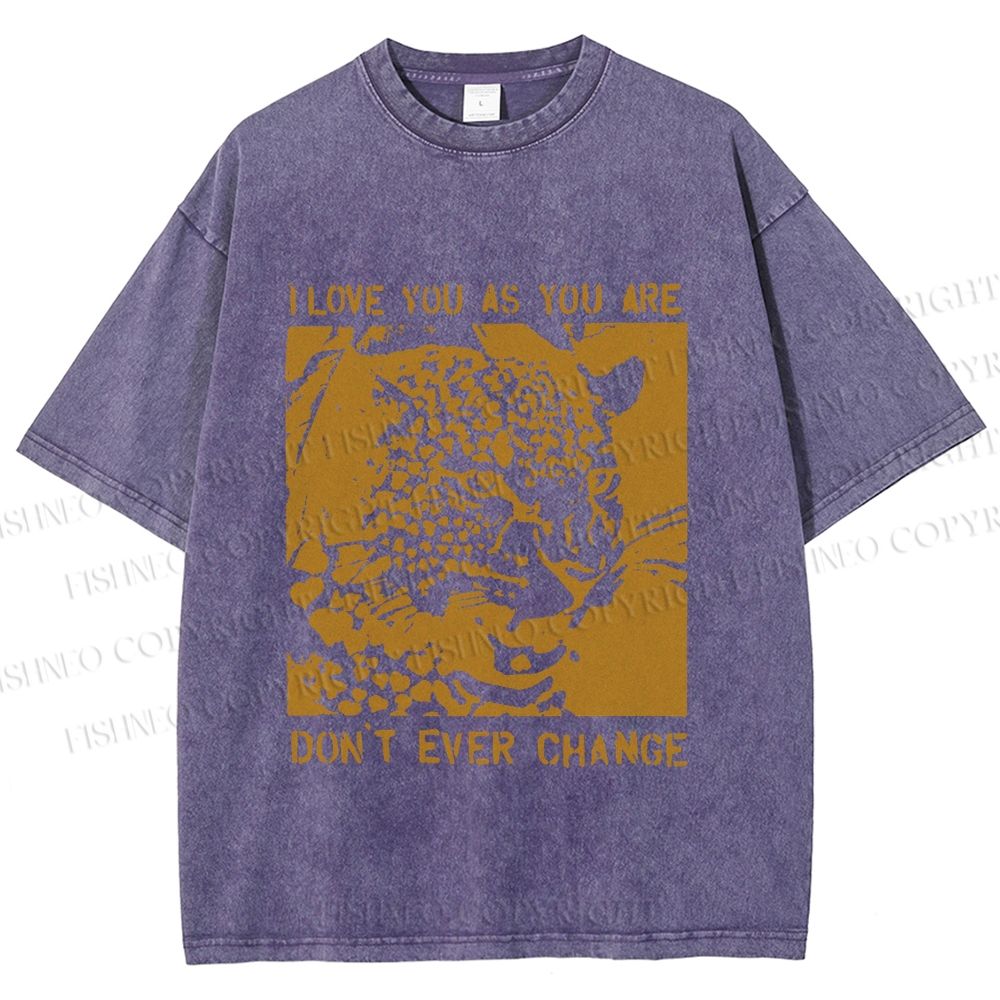 Unisex Love You As You Are Panther Printed Washed Tee