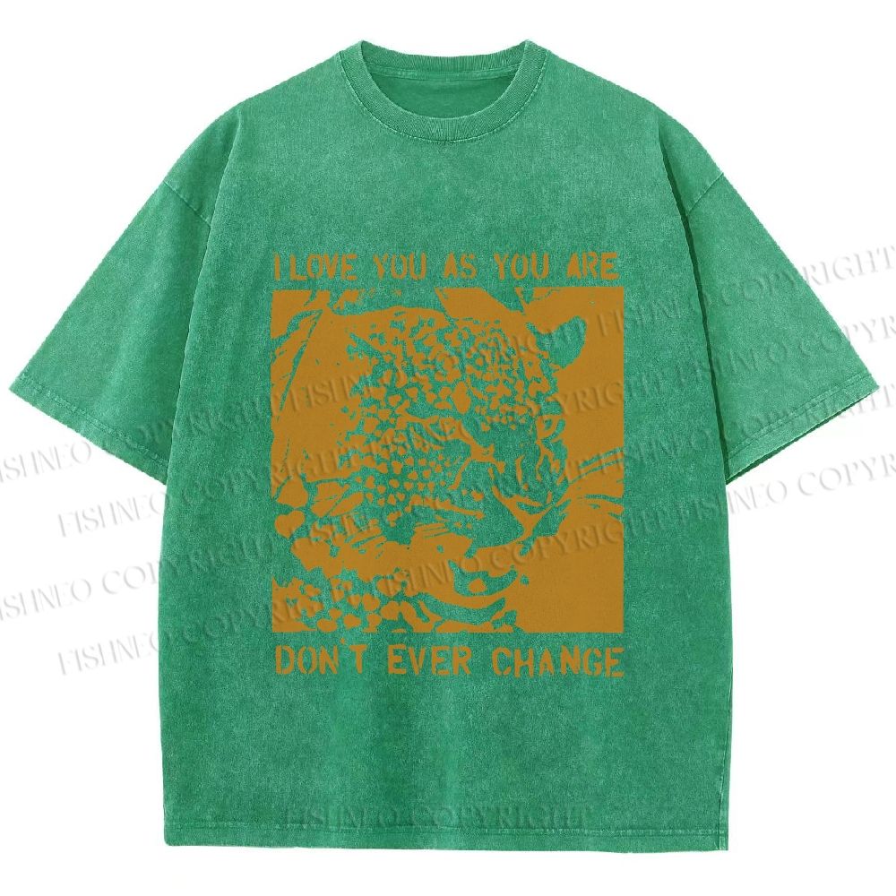 Unisex Love You As You Are Panther Printed Washed Tee
