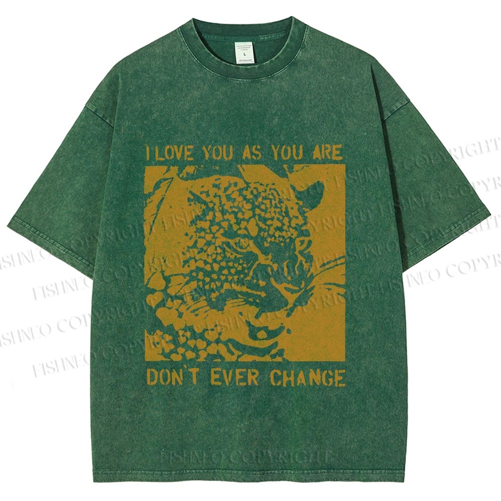Unisex Love You As You Are Panther Printed Washed Tee
