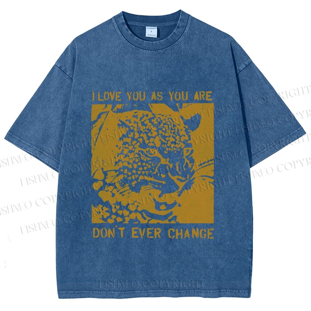 Unisex Love You As You Are Panther Printed Washed Tee