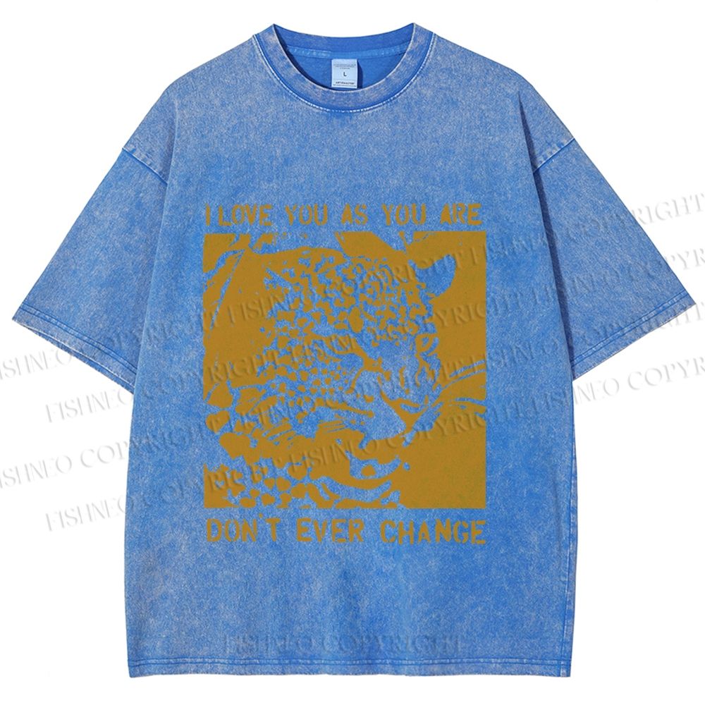 Unisex Love You As You Are Panther Printed Washed Tee