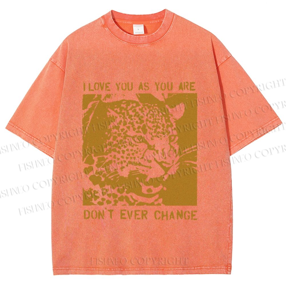 Unisex Love You As You Are Panther Printed Washed Tee