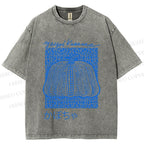 Unisex Yayoi Kusama Blue Pumpkin Printed Washed Tee