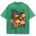 Unisex Yayoi Kusama Yellow Dots Graffiti Printed Washed Tee