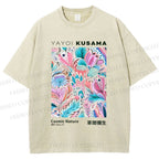 Unisex Yayoi Kusama Flowers Printed Washed Tee
