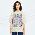 Unisex Yayoi Kusama Flowers Printed Washed Tee