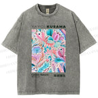Unisex Yayoi Kusama Flowers Printed Washed Tee